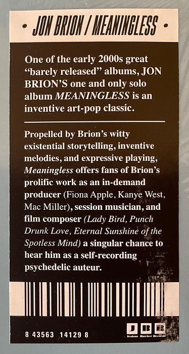 Jon Brion - Meaningless | Mint (M) Mint (M)-