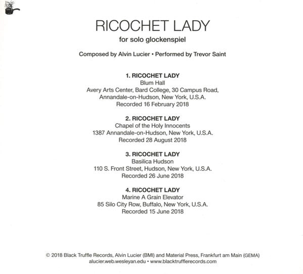 Alvin Lucier Performed By Trevor Saint - Ricochet Lady - For Solo Glockenspiel (CD) | Mint (M) Mint (M)-