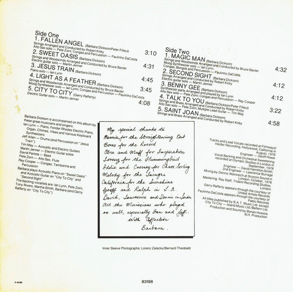 Barbara Dickson - Sweet Oasis | Near Mint (NM) Very Good Plus (VG+)--