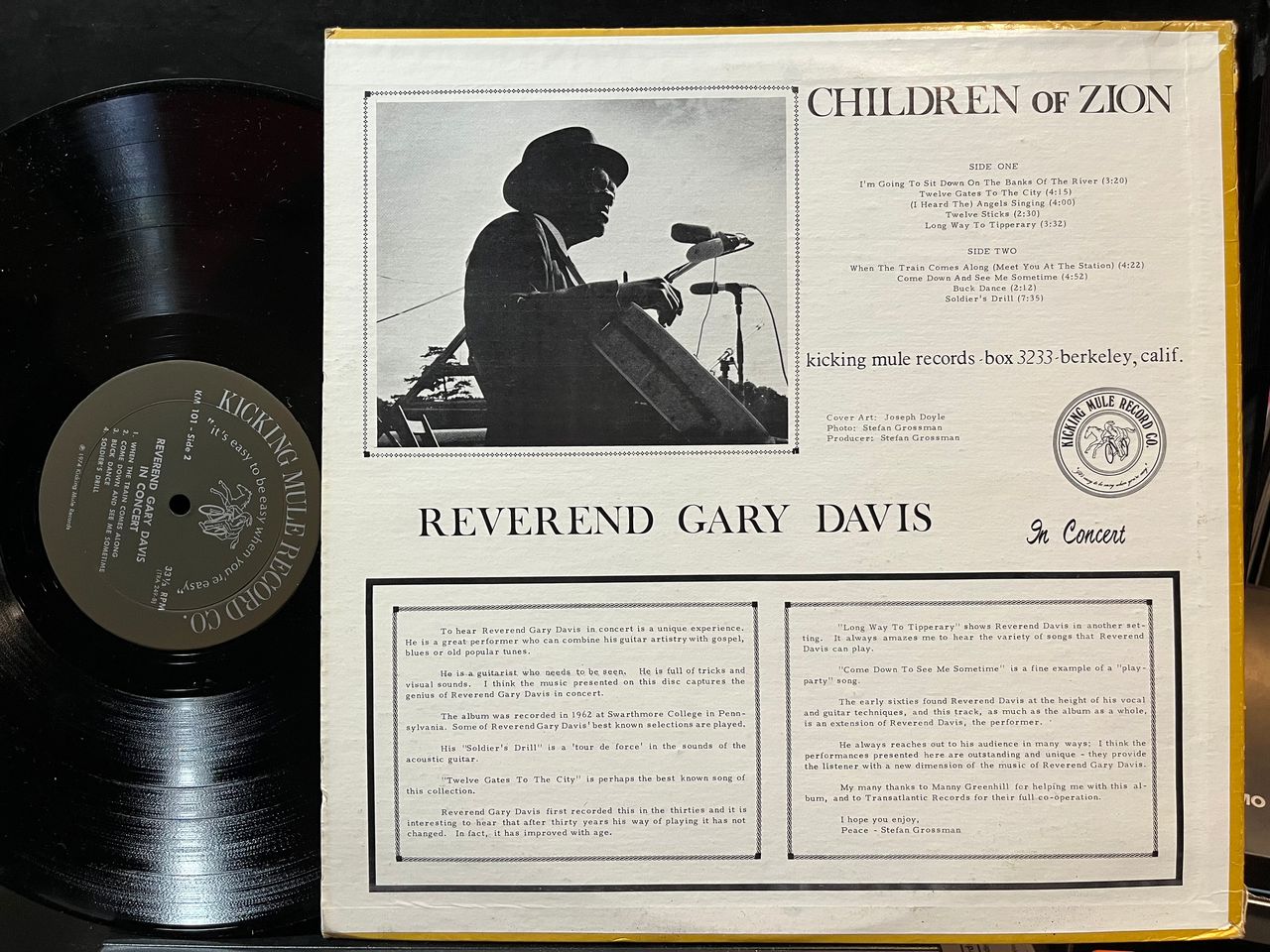 Rev. Gary Davis - Children Of Zion : Reverend Gary Davis In Concert (VINYL) | Near Mint (NM) Excellent+ (EX+)-
