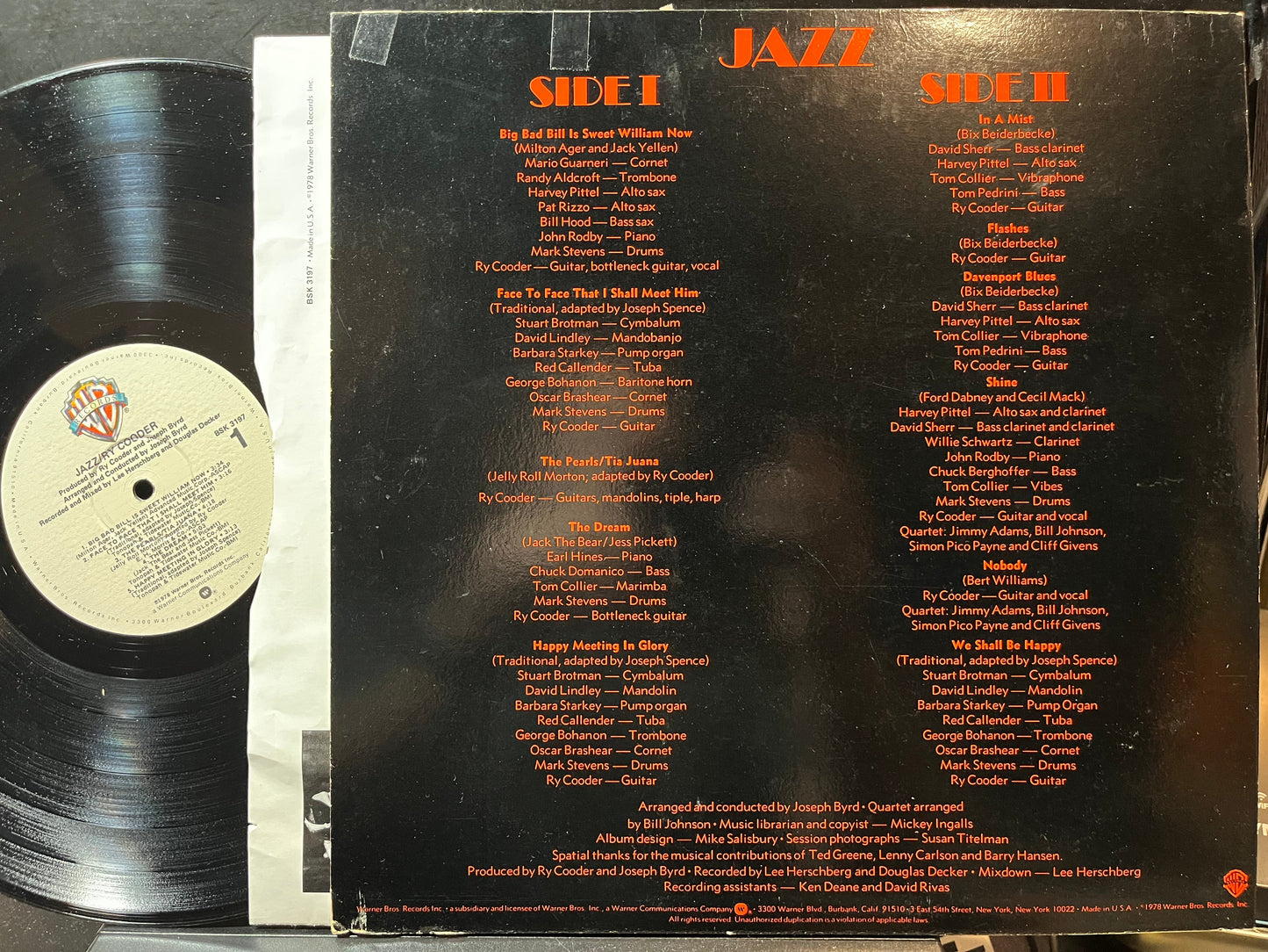 Ry Cooder - Jazz (VINYL) | Near Mint (NM) Near Mint (NM)-