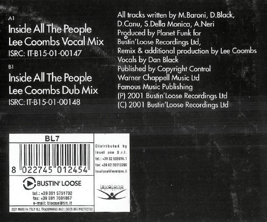 Planet Funk - Inside All The People (Lee Coombs Remixes)(VINYL 12" BUSTIN' LOOSE BL7 2001) | USED Very Good Plus Plus (VG++) Very Good Plus Plus (VG++)-