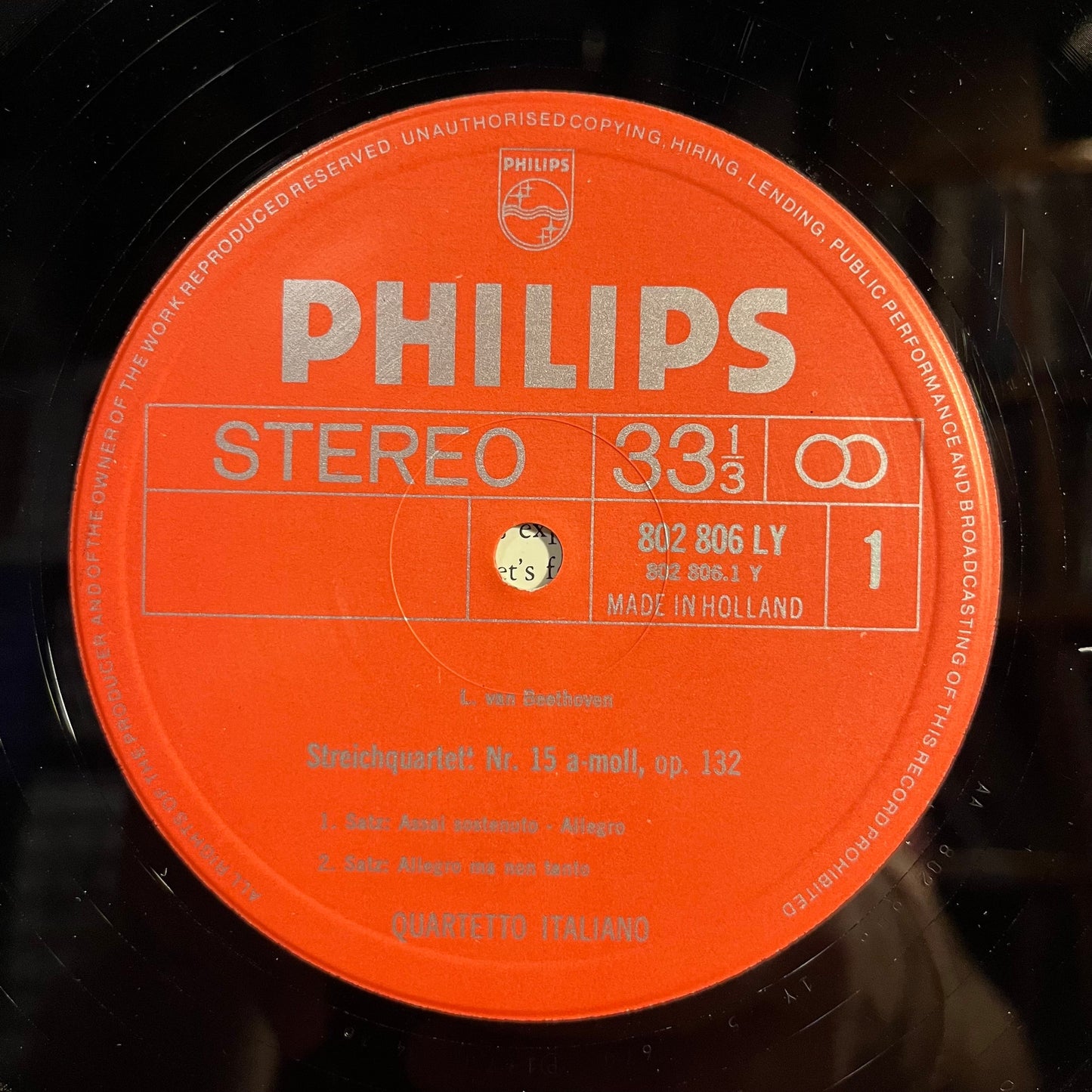 Ludwig van Beethoven - String Quartet In A Minor, Op. 132 *NETHERLANDS* | Excellent (EX) Near Mint (NM)-