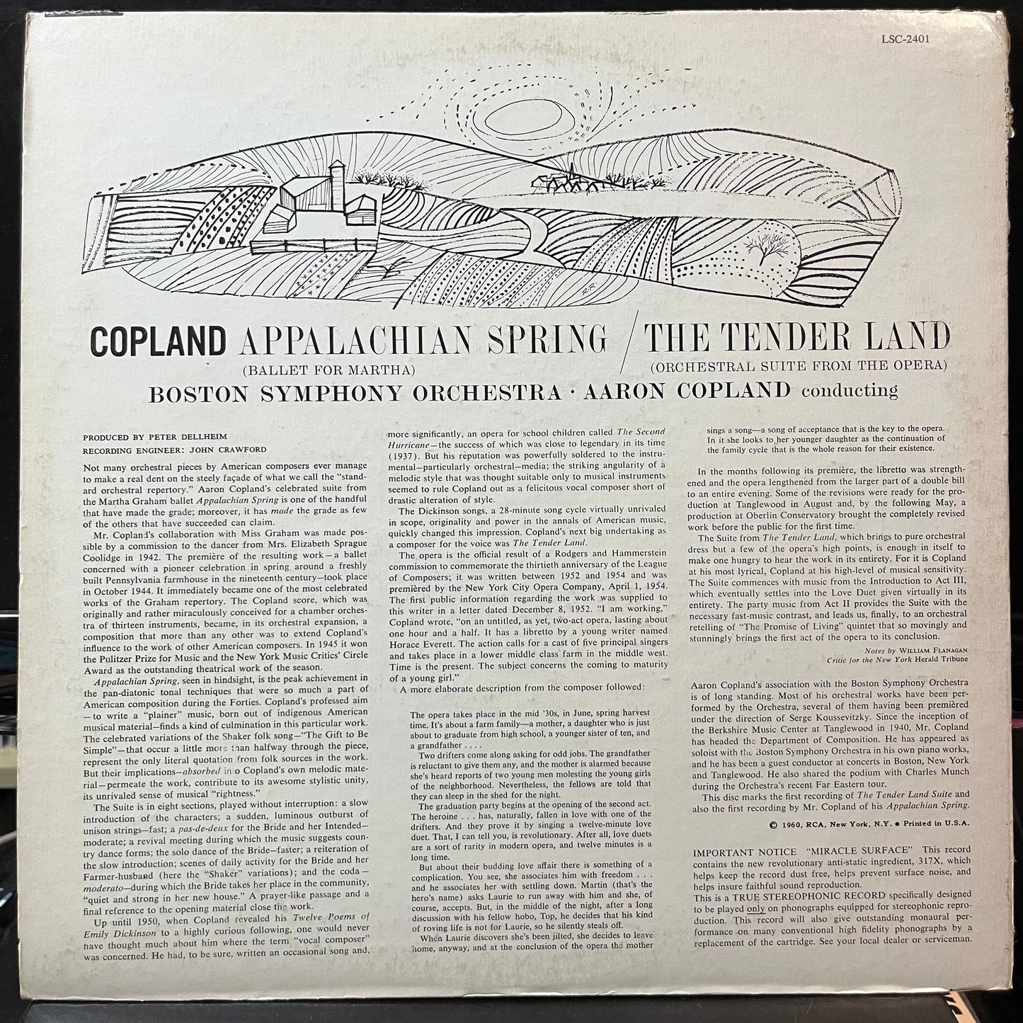 Aaron Copland / Charles Ives - Adlai Stevenson, Th - Appalachian Spring / The Tender Land - Suite (VINYL LP RCA RED SEAL LSC 2401 1976) | Near Mint- (NM-) Excellent (EX)-