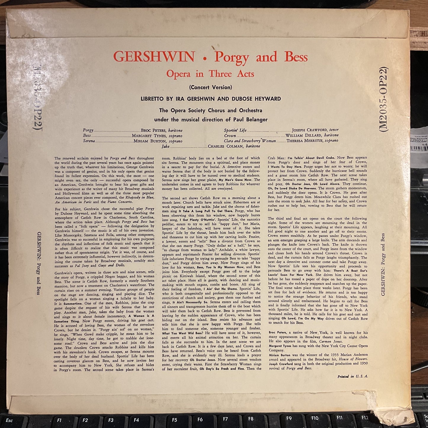 George Gershwin - Porgy And Bess (VINYL) | Near Mint (NM) Very Good Plus (VG+)-