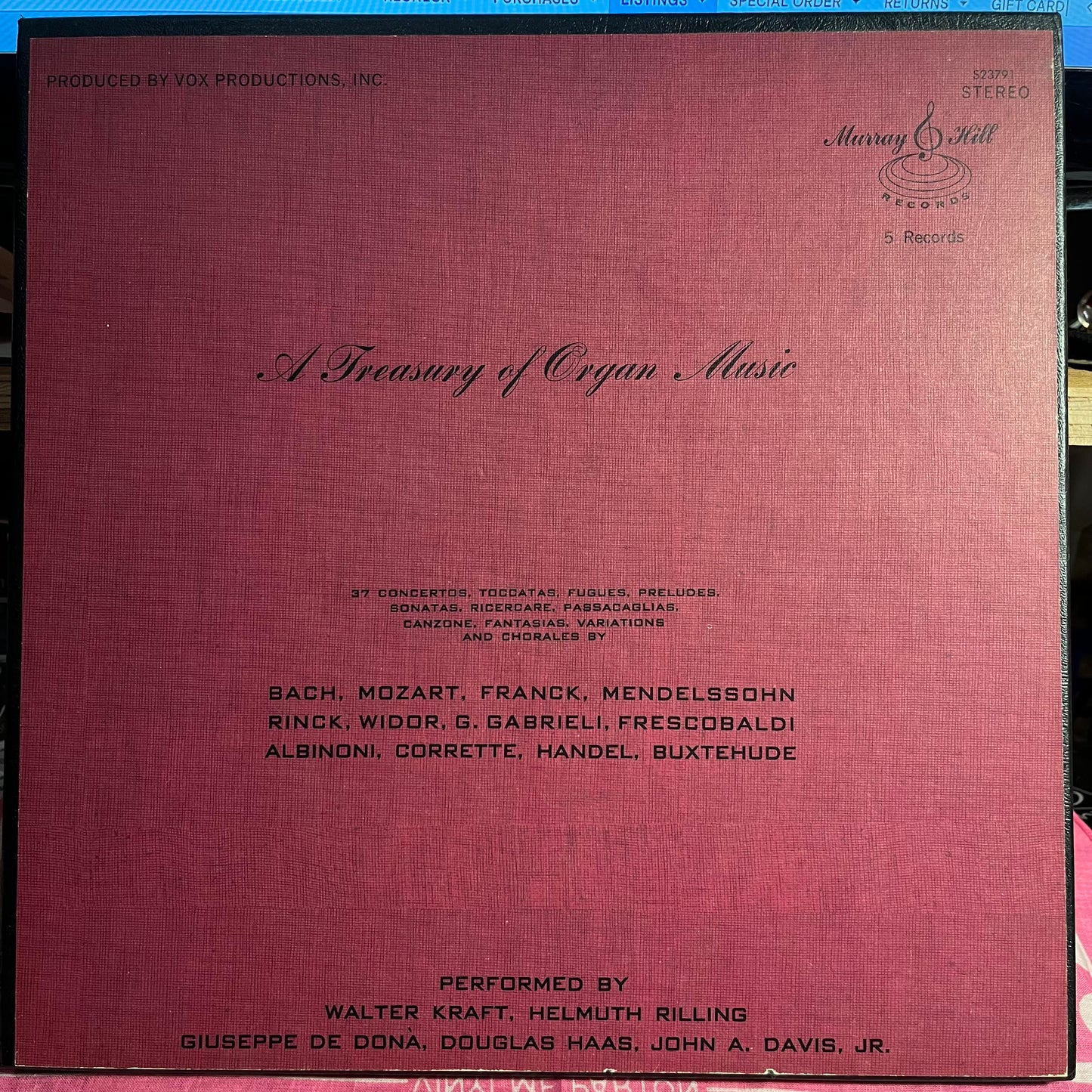 Various - A Treasury Of Organ Music *5XLP BOX* | Near Mint (NM) Excellent (EX)-