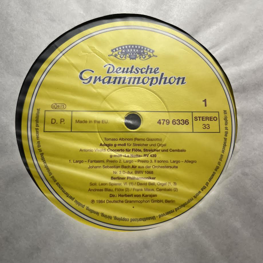 Tomaso Albinoni - Albinoni: Adagio, Pachelbel: Canon (VINYL) | Near Mint (NM) Excellent+ (EX+)-