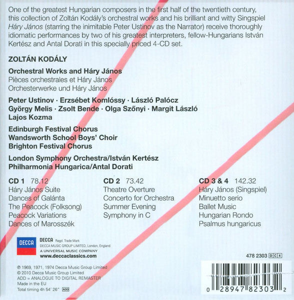 Zoltán Kodály - Orchestral Works • Háry János (4x CD) | Near Mint (NM or M-) Near Mint (NM)-
