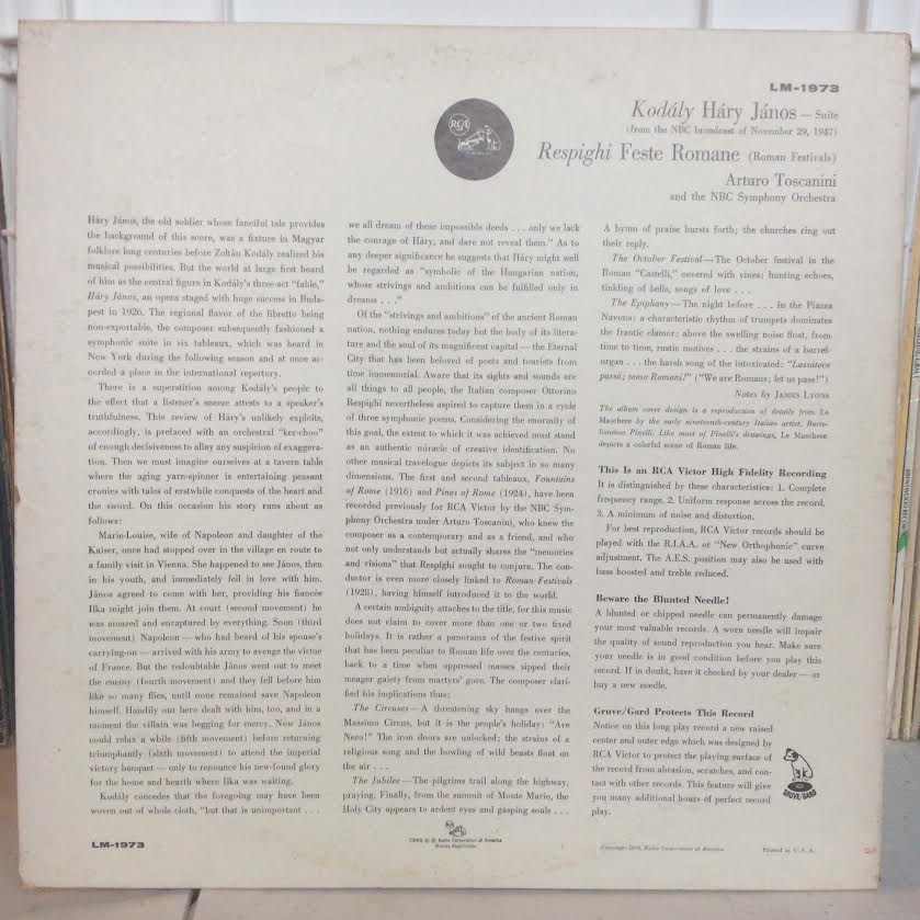 Ottorino Respighi / Zoltán Kodály - Arturo Toscani - Feste Romane / Háry János Suite (VINYL) | Near Mint (NM or M-) Very Good Plus (VG+)-