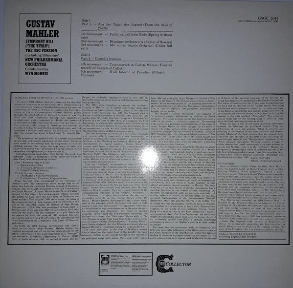 Gustav Mahler - Symphony No. 1 In D ("The Titan") The 1893 Version Including "Blumine" | Near Mint (NM) Near Mint (NM)-