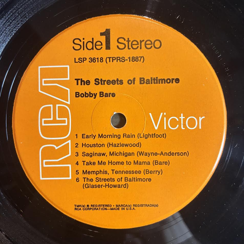 Bobby Bare - The Streets Of Baltimore (VINYL) | Very Good Plus (VG+) Excellent (EX)-