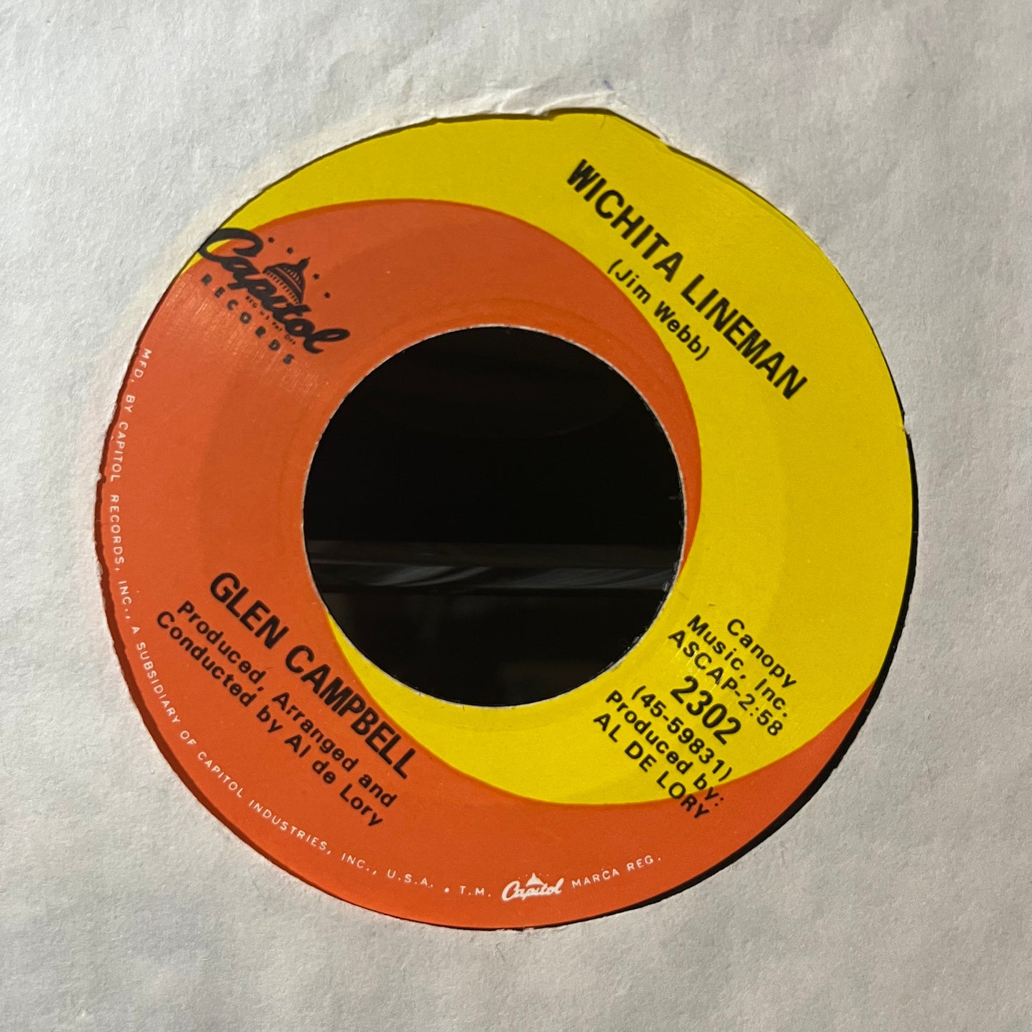 Glen Campbell - Wichita Lineman / Fate Of Man (VINYL 7") | Near Mint (NM or M-) Generic-