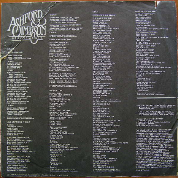 Ashford & Simpson - Performance | Near Mint (NM) Excellent (EX)-