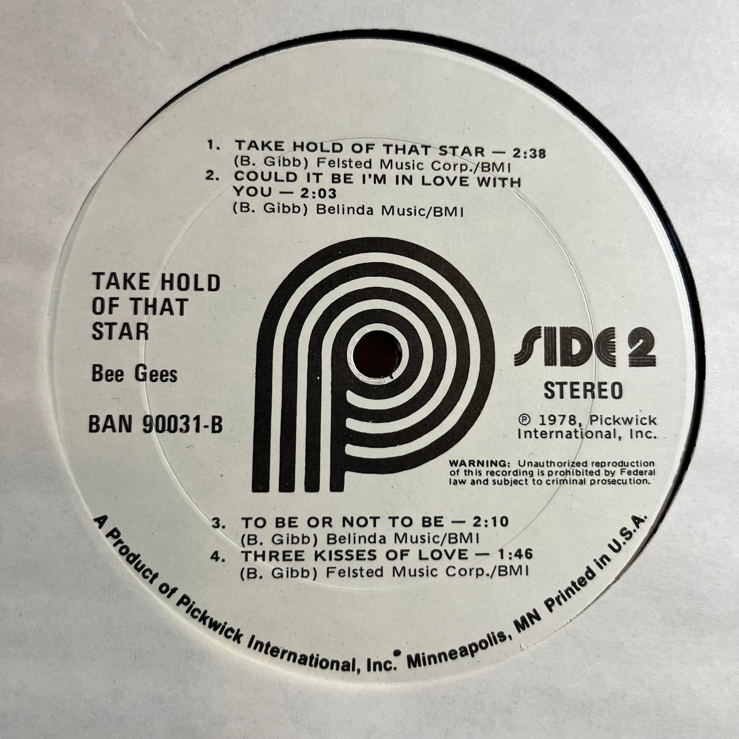 Bee Gees - Take Hold Of That Star (VINYL) | Near Mint (NM) Very Good (VG)-