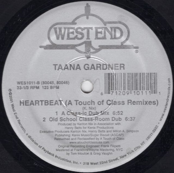 Taana Gardner - Heartbeat (A Touch Of Class Remixes) 12" VINYL) | Near Mint (NM) Near Mint (NM)-