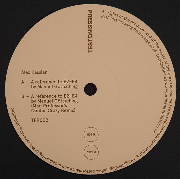 E2-E4 - A Reference To E2-E4 By Manuel Göttsching | Mint (M) Near Mint (NM)-