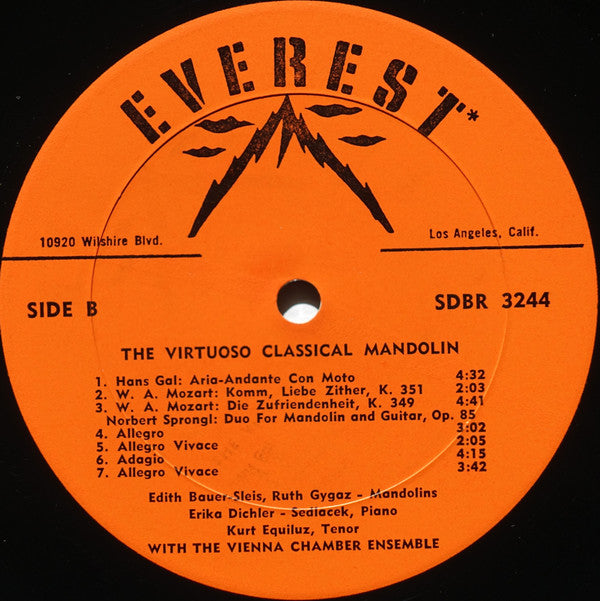 Edith Bauer-Slais With The Vienna Chamber Ensemble - The Virtuoso Classical Mandolin | Very Good Plus (VG+) Very Good Plus (VG+)-