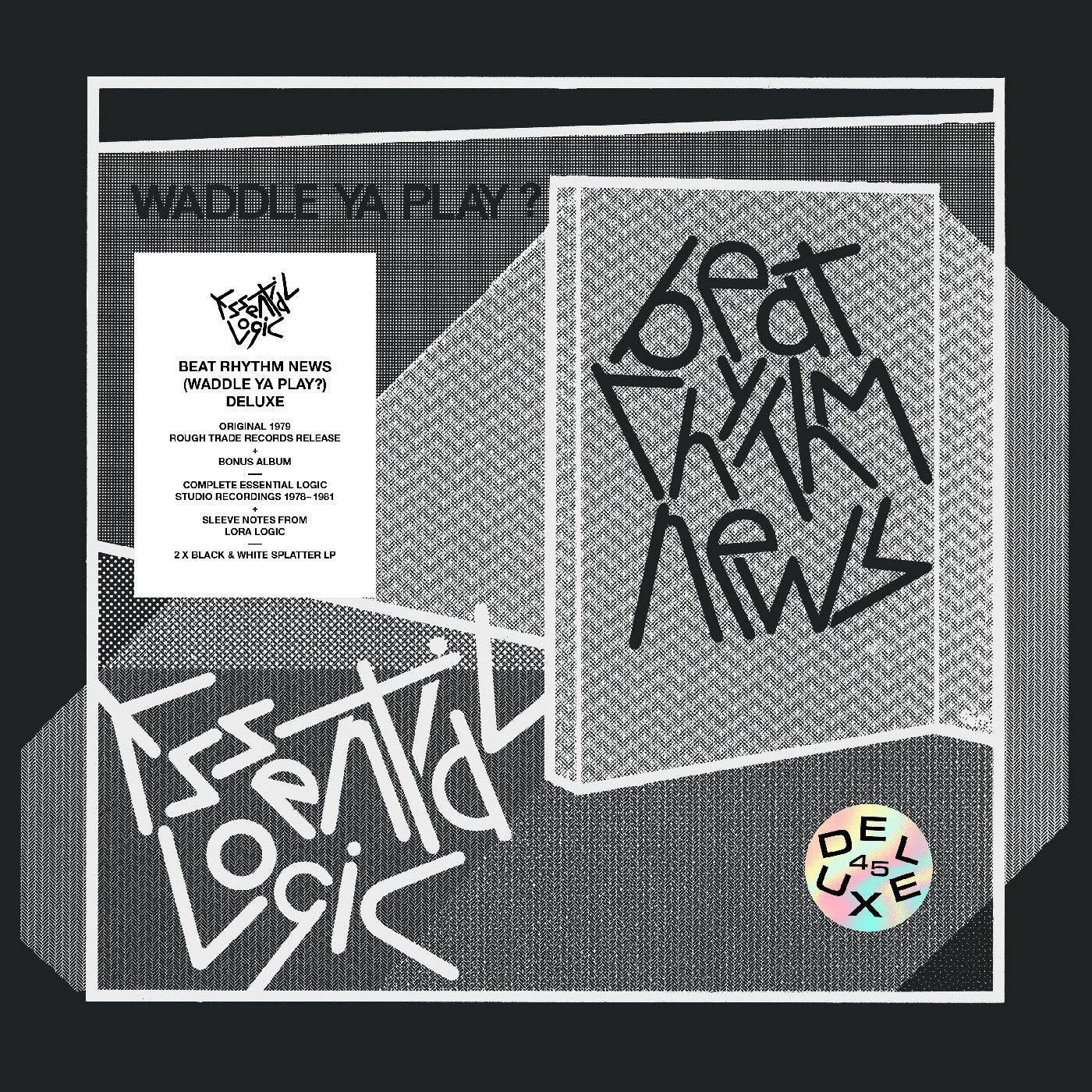 Essential Logic - Beat Rhythm News (Waddle Ya Play?) (45th Anniversary Deluxe Black & White Splatter VINYL) | Mint (M) Mint (M)-