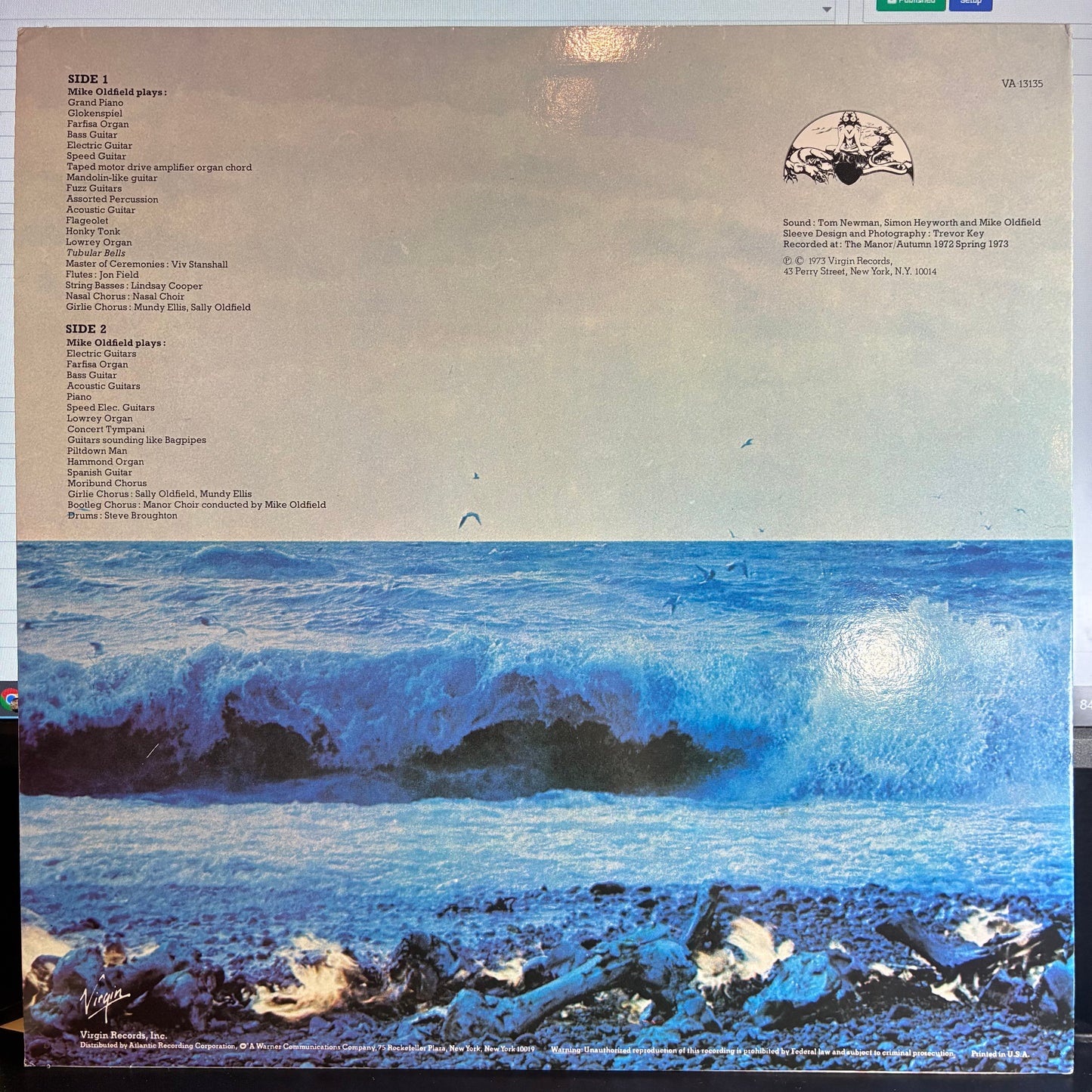 Mike Oldfield - Tubular Bells (VINYL Virgin – VA 13135) | USED Near Mint (NM or M-) Near Mint (NM)-