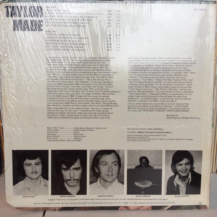 Merle "Red" Taylor - Taylor Made (The Soul Fiddle Of Merle "Red" Taylor) (VINYL) | Mint (M)-