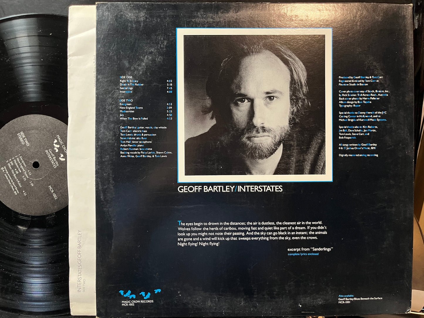Geoff Bartley - Interstates (VINYL LP MAGIC CROW MCR 1002 1985) | USED Near Mint (NM or M-) Excellent (EX)-