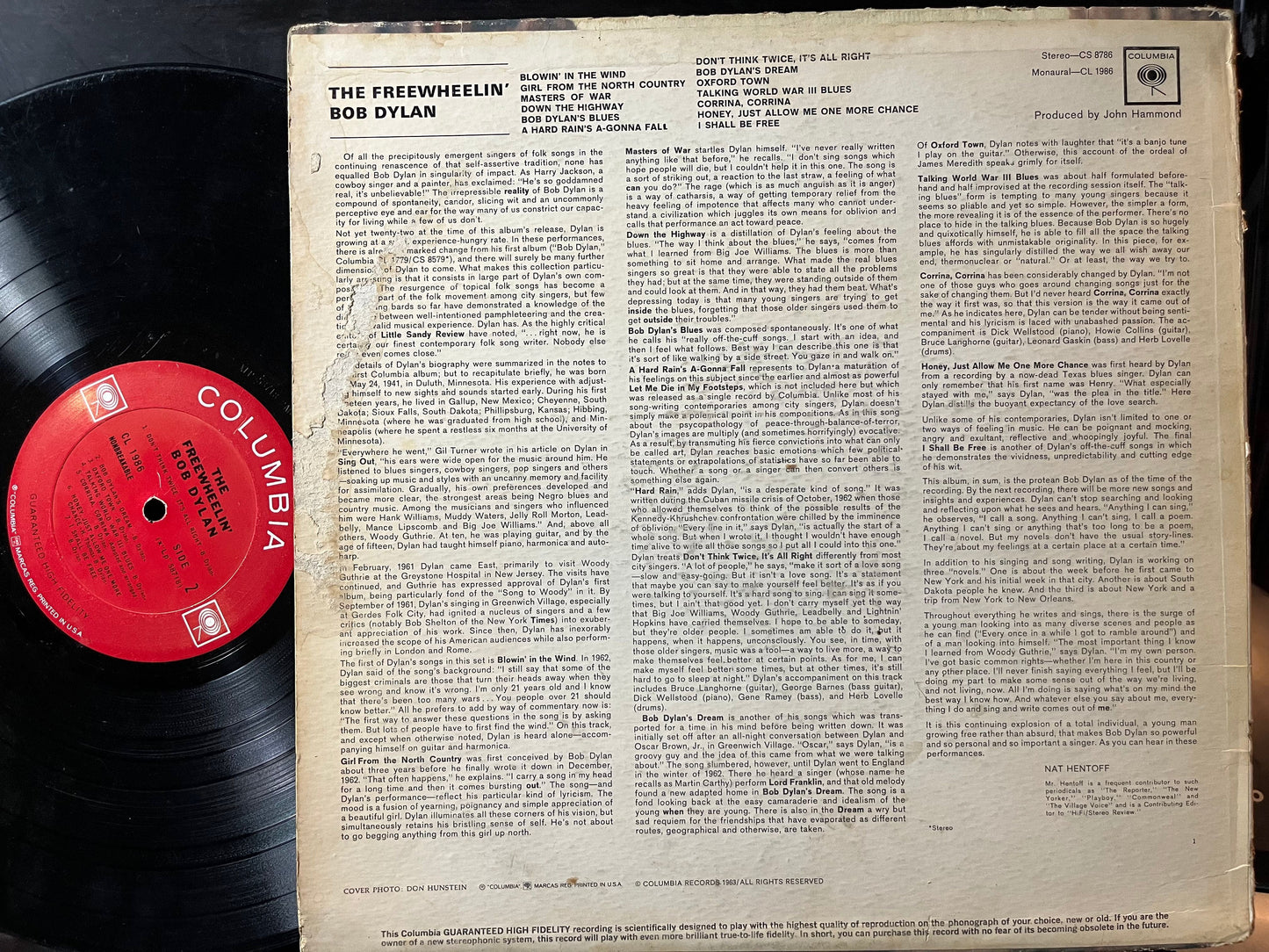 Bob Dylan - The Freewheelin' Bob Dylan (VINYL) | Very Good (VG) Very Good Plus (VG+)-