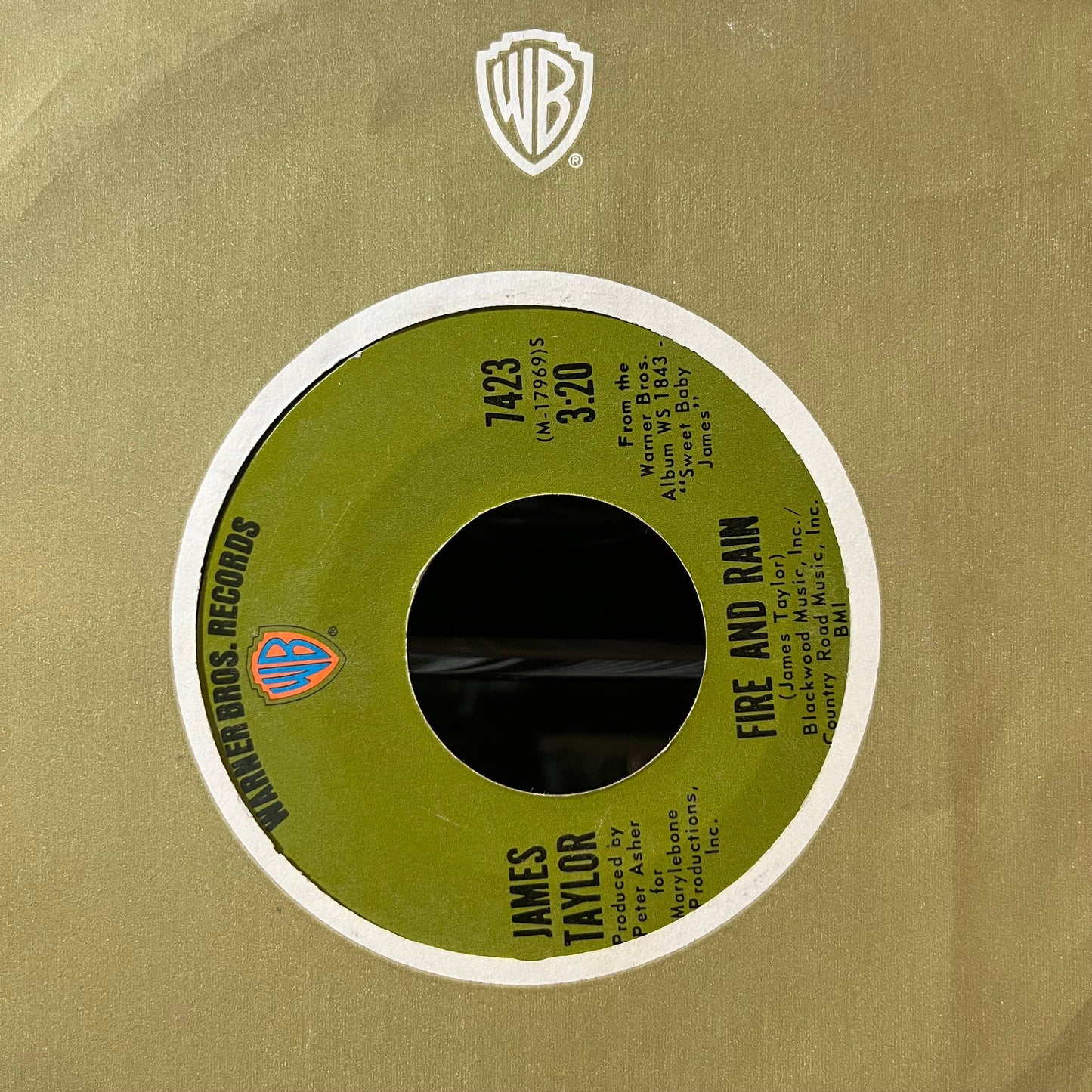James Taylor - Fire And Rain (VINYL 7") | Excellent+ (EX+) Near Mint (NM)-