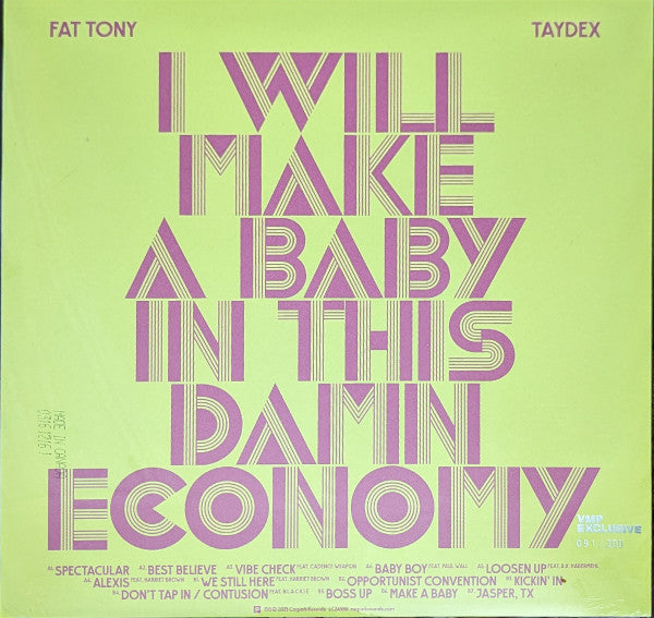 Fat Tony (5) - I Will Make A Baby In This Damn Economy (VMP VINYL) | Mint (M) Mint (M)-
