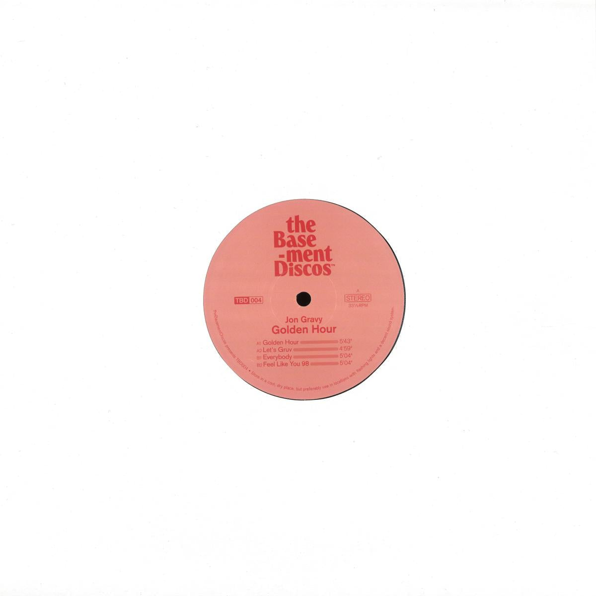 Jon Gravy - Golden Hour (VINYL 12" theBasement Discos TBD004 2026) | NEW Mint (M) Mint (M)-