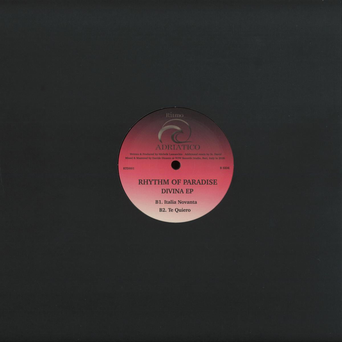 Rhythm Of Paradise - (PRESALE TBD) Divina EP (VINYL 12" Ritmo Adriatico RTD001) | NEW Mint (M) Mint (M)-
