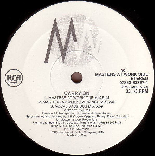 Martha Wash - Carry On (VINYL) | Near Mint (NM) Excellent (EX)-