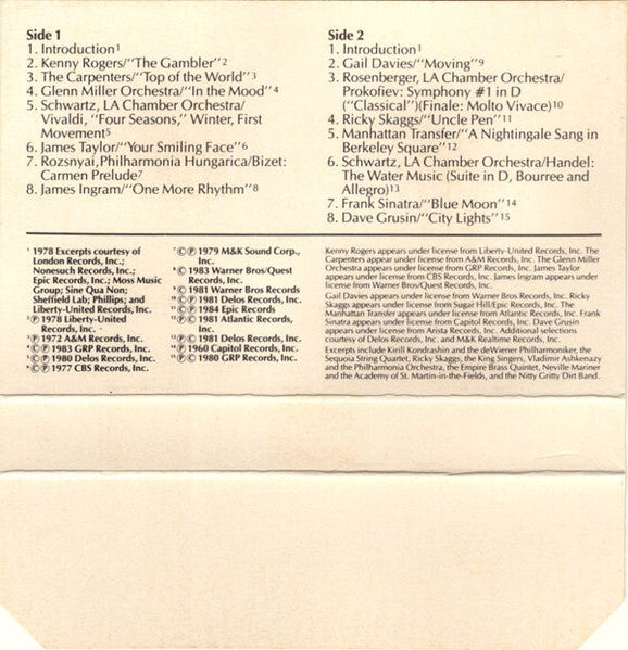 Various - Delco / Bose Music System Demonstration Cassette | Near Mint (NM) Near Mint (NM)-