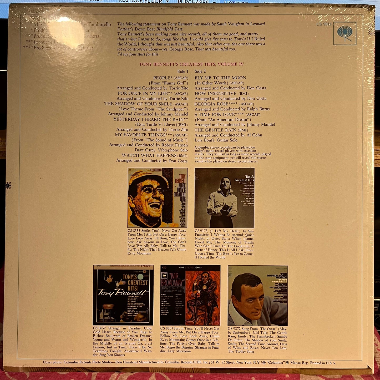 Tony Bennett's Greatest Hits Volume IV | Mint (M) Mint (M)-