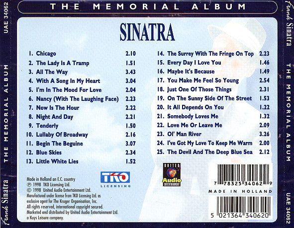 Frank Sinatra - The Memorial Album (BLACK DISC CD) | Excellent (EX) Excellent+ (EX+)-
