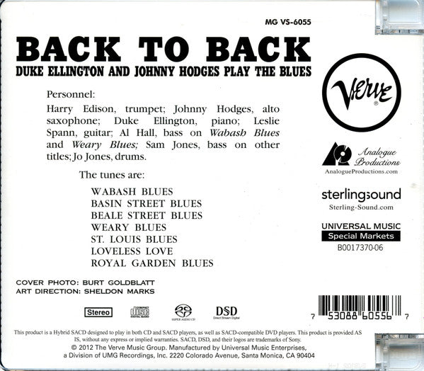 Duke Ellington - Back To Back (Duke Ellington And Johnny Hodges Play The Blues) (SACD) | Near Mint (NM) Near Mint (NM)-