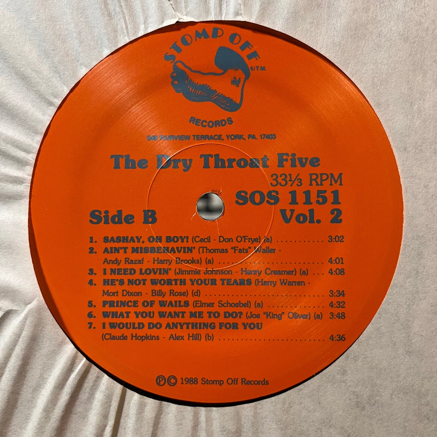 The Dry Throat Five - My Melancholy Baby (VINYL LP STOMP OFF SOS 1151 1988) | USED Near Mint (NM or M-) Near Mint (NM)-