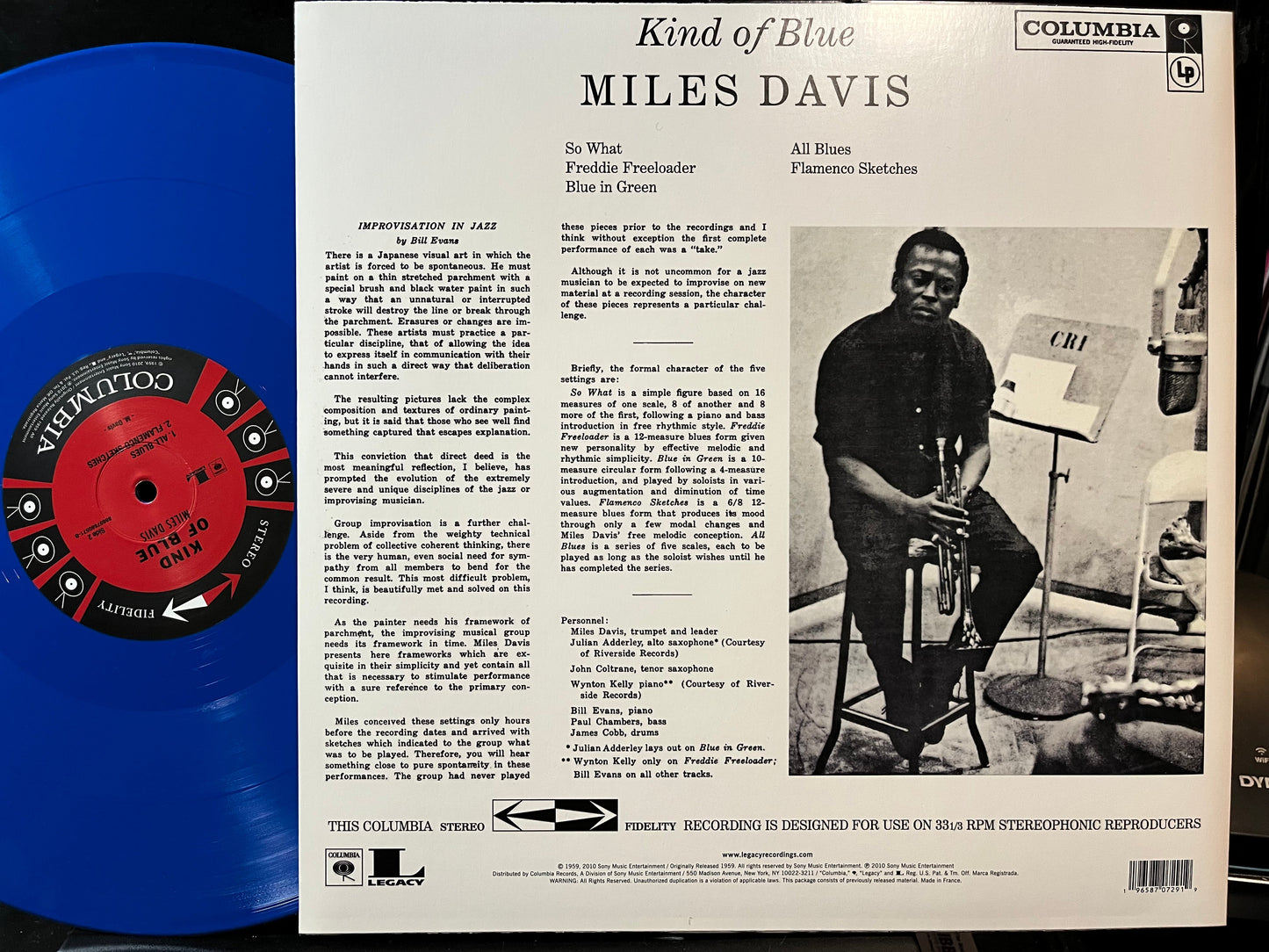 Miles Davis - Kind Of Blue (BLUE VINYL Columbia – 88697680571, Legacy – 88697680571 2023) | Near Mint (NM) Near Mint (NM)-