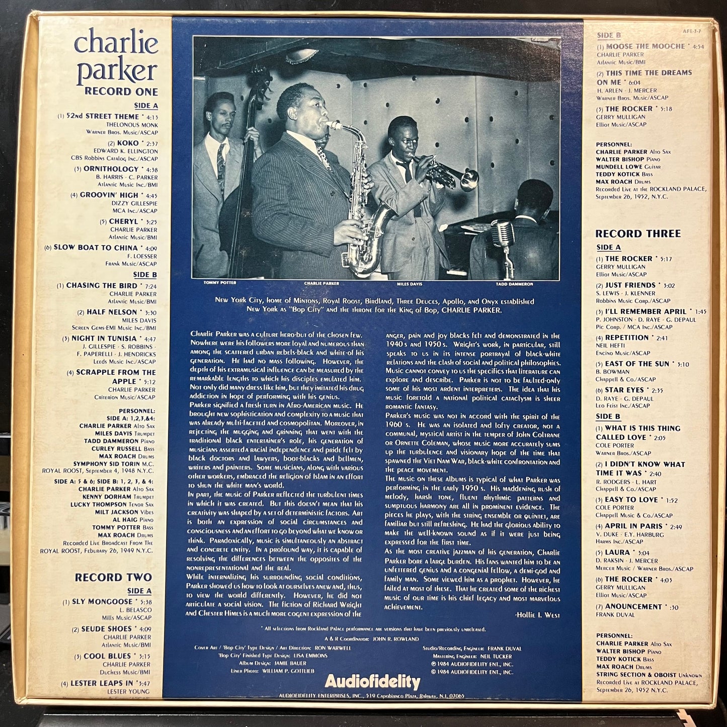 Charlie Parker - Bop City (VINYL BOX 3xLP AUDIO FIDELITY AFE-3-7) | USED Near Mint (NM or M-) Near Mint- (NM-)-