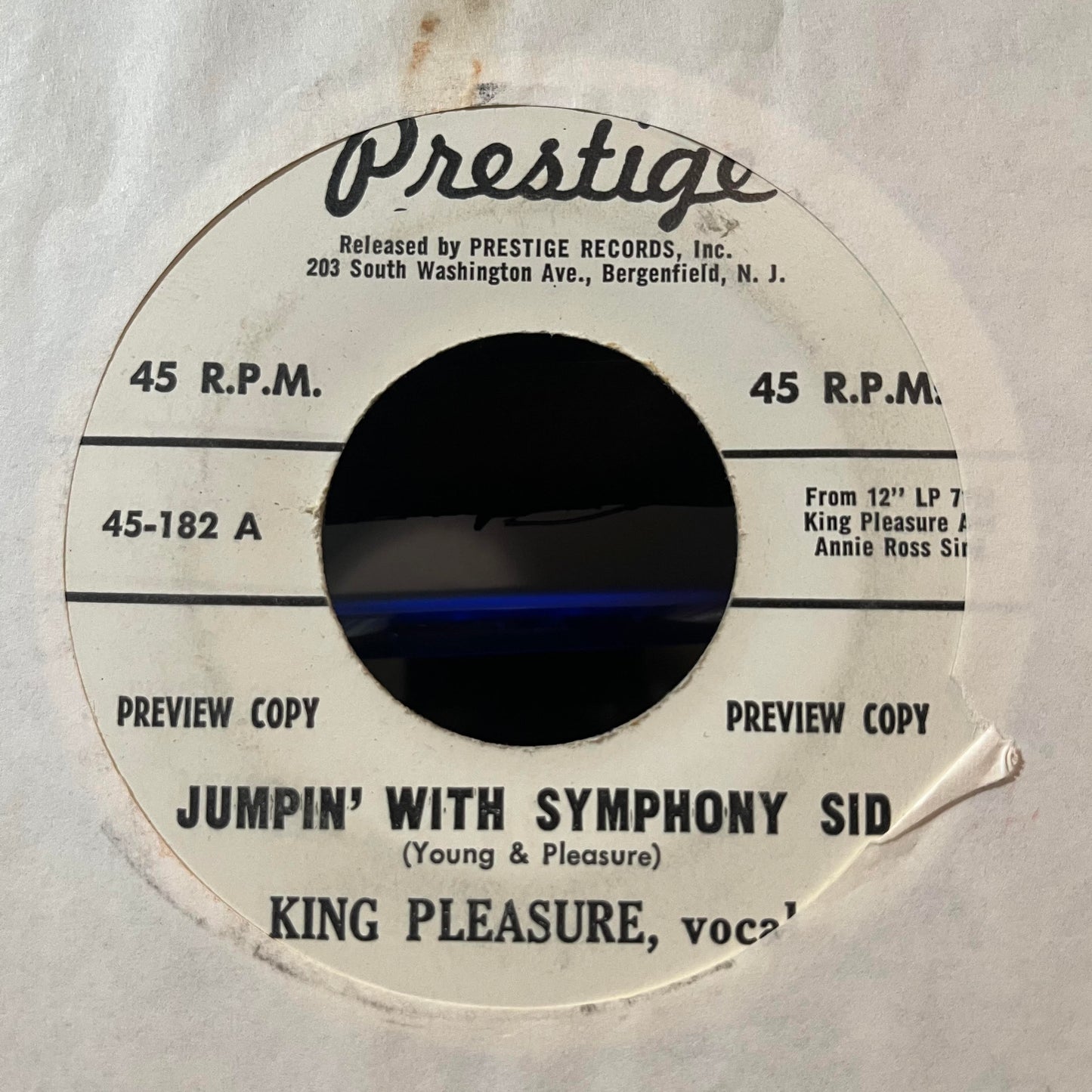 King Pleasure - Jumpin' With Symphony Sid / Parker's Mood (7" VINYL) | Very Good Plus (VG+) Generic-