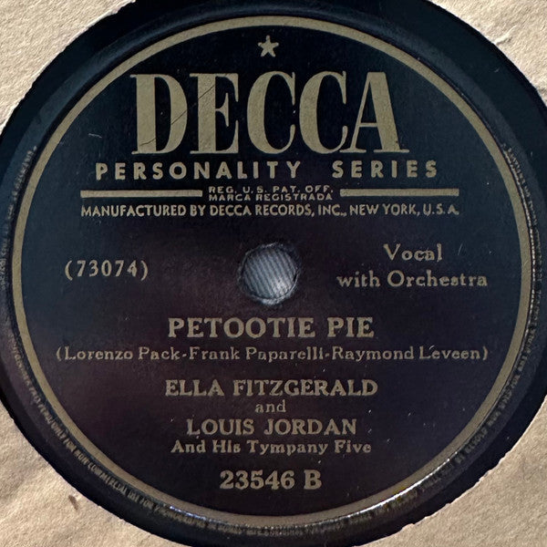 Ella Fitzgerald - Stone Cold Dead In The Market / Petootie Pie (10" 78RPM RECORD) | Very Good (VG) Generic-