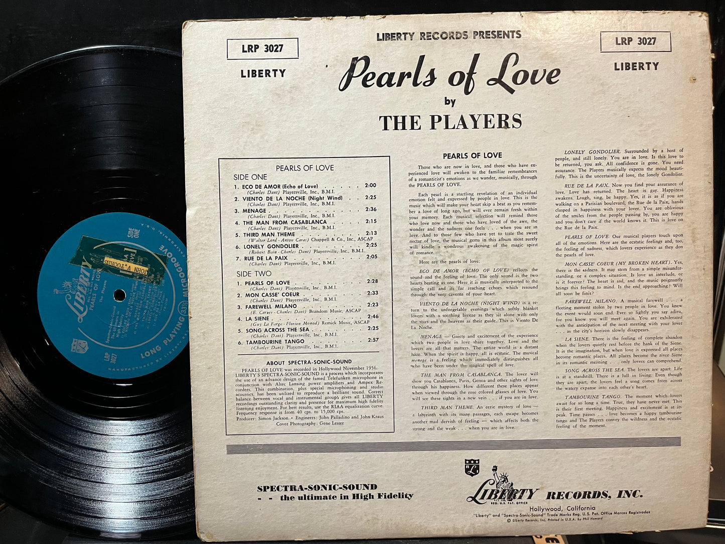 The Players - Pearls Of Love (VINYL LP LIBERTY LRP 3027 1957) | Very Good (VG) Very Good Plus (VG+)-
