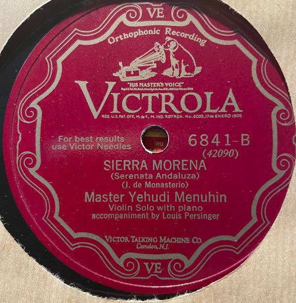 Yehudi Menuhin - La Romanesca (16th Century Melody) / Sierra Morena (Serenata Andaluza) | Very Good Plus (VG+) Generic-