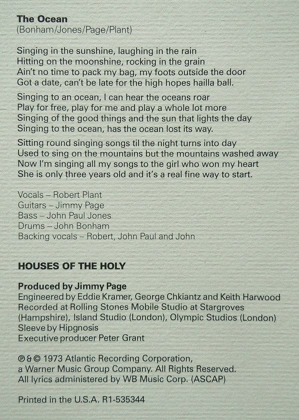 Led Zeppelin - Houses Of The Holy | Mint (M) Mint (M)-