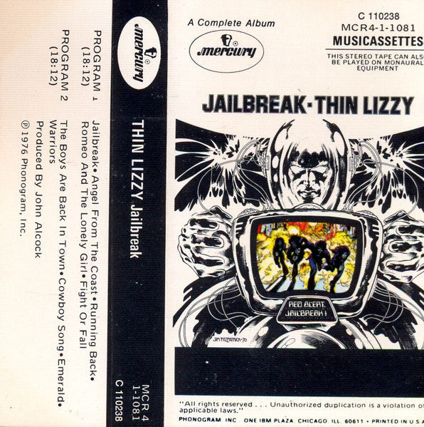Thin Lizzy - Jailbreak (CASSETTE) | Good Plus (G+) Very Good Plus (VG+)-