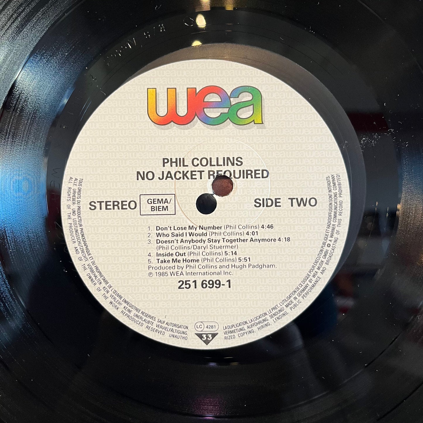 Phil Collins - No Jacket Required GERMANY | Near Mint (NM) Near Mint (NM)--