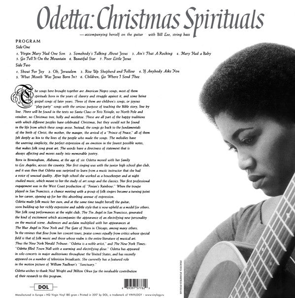 Odetta Christmas Spirituals DOL LP, Pic, RE Mint (M) Mint (M)-