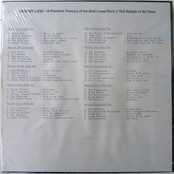 Memory Lane - A Priceless Treasury Of The Best Loved Rock N' Roll Ballads Of All Time! | Mint (M) Mint (M)-