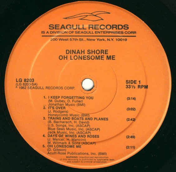 Dinah Shore - Oh Lonesome Me *SEALED* | Mint (M) Near Mint (NM)-