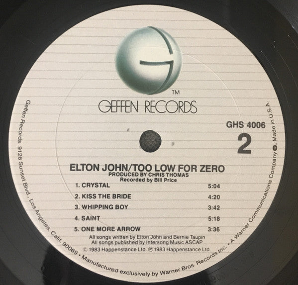 Elton John - Too Low For Zero *CLUB - P* | Near Mint (NM) Excellent (EX)-