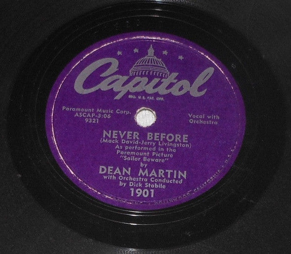 Dean Martin - Never Before / Sailor's Polka *78 RPM* | Very Good (VG) Generic--
